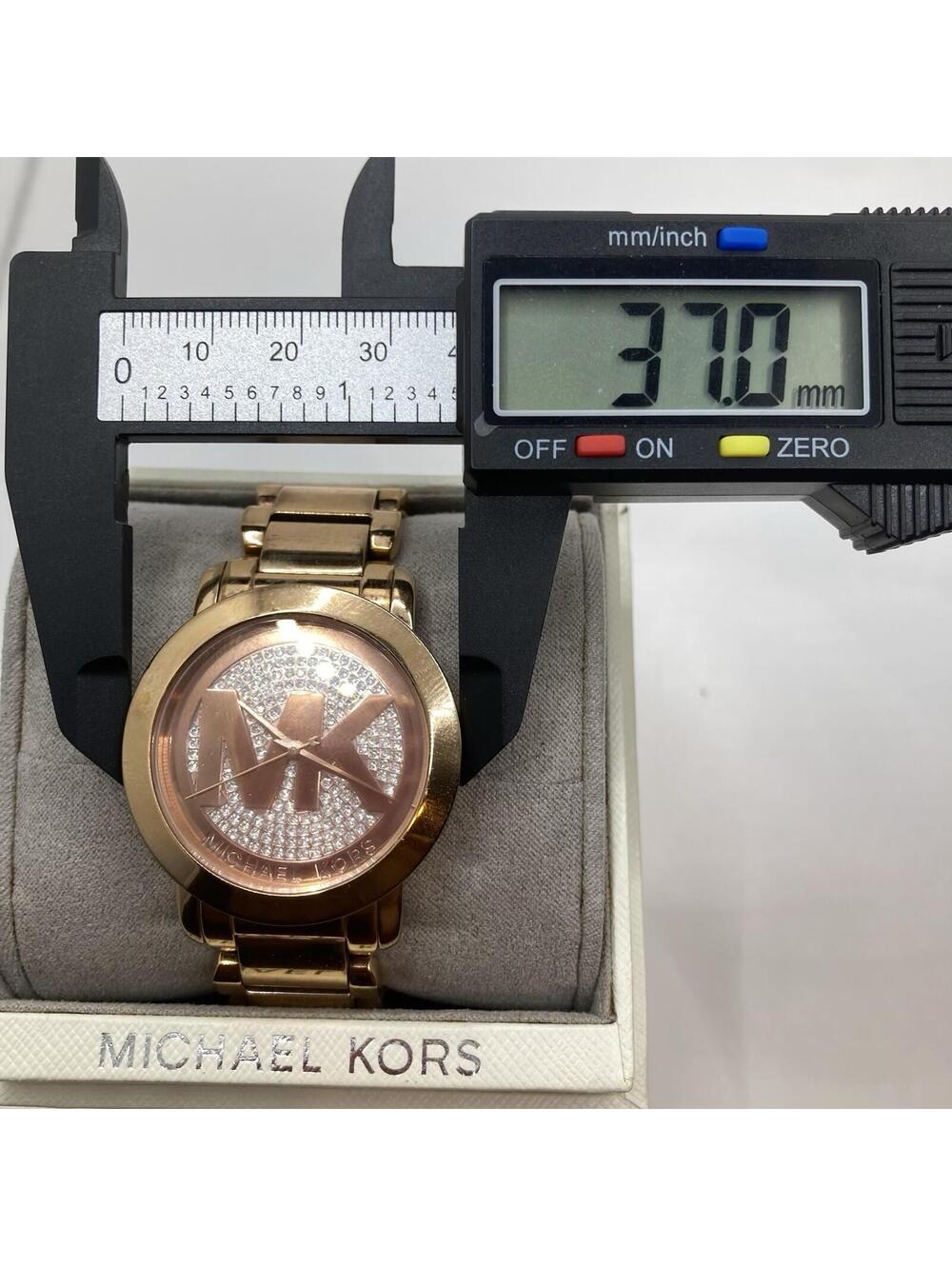 Michael Kors MK3394 Runway Rose Gold Crystal Pave Glitz Oversized MK Logo Watch - Picture 7 of 9